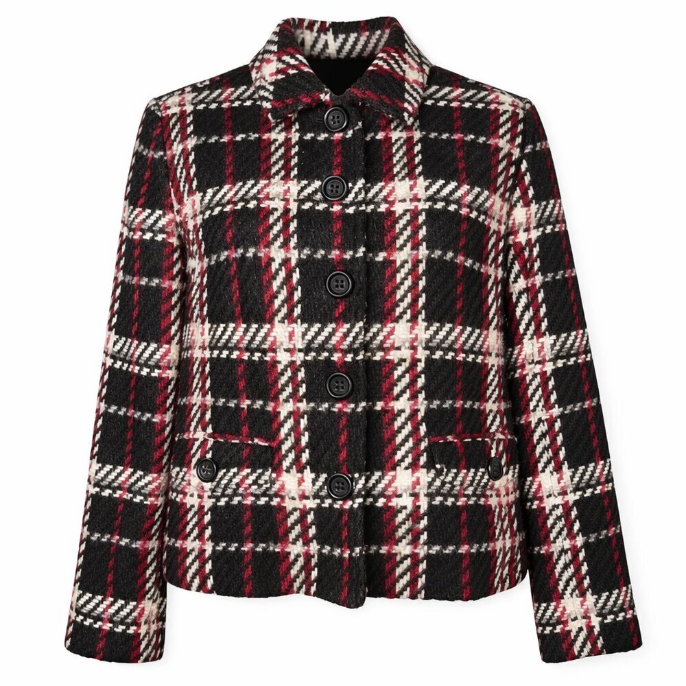 LIZ CLAIBORNE Red Black Plaid Blazer Jacket Size M